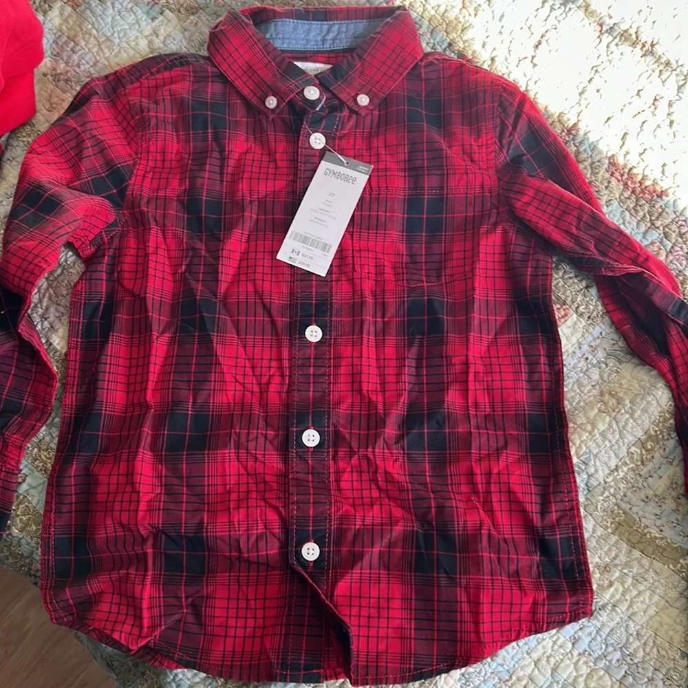 5T outfit.  Top is Gymboree.‎ Bottoms are old navy. Plaid shirt w/twill bottoms